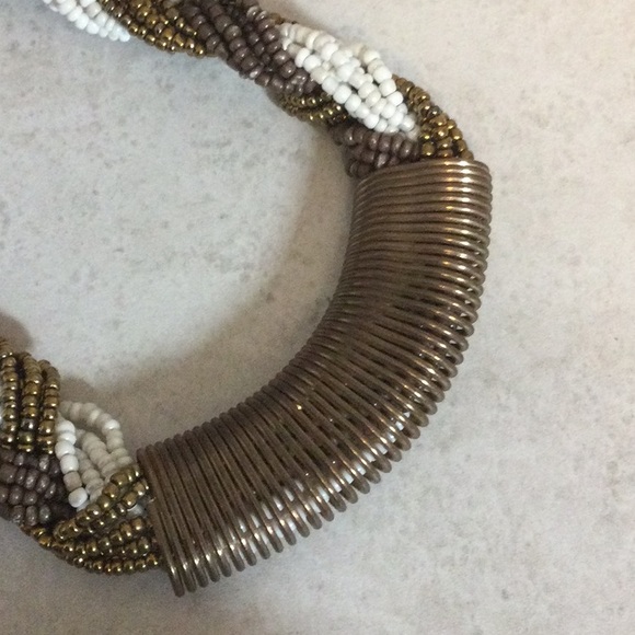 3 strand twisted beads 9” necklace with coil accent - Picture 3 of 7